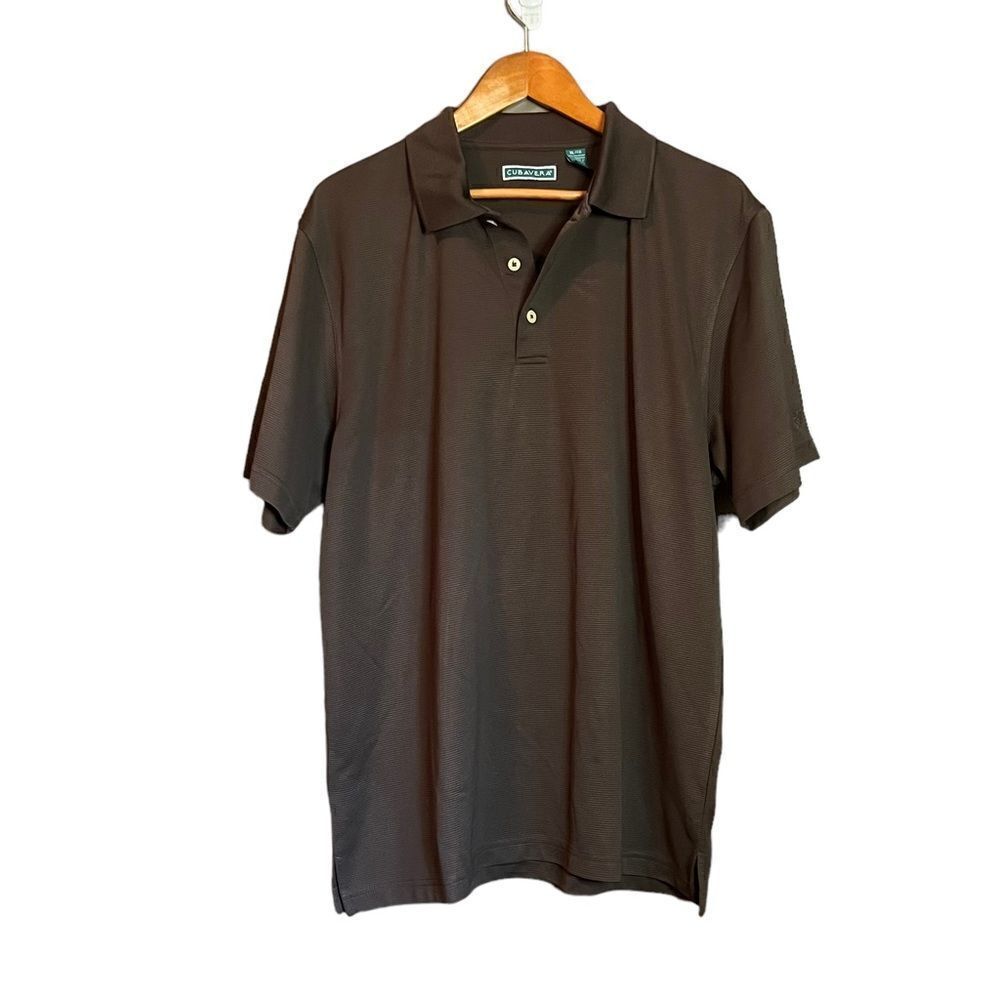 Cubavera brown 1/4‎ button short sleeve polo shirt